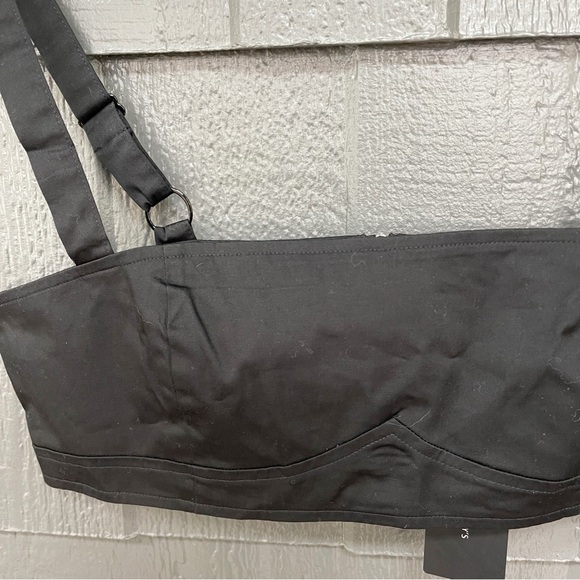 DANIELLE BERNSTEIN Women's Bra Tank BLACK Size 6 Poplin Cropped Black Bra Top - Picture 5 of 12